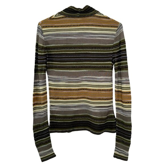 Missoni Striped Mock Neck Long Sleeve Knit Sweater Size 40 Greens Browns Vtg Y2K - Picture 2 of 13